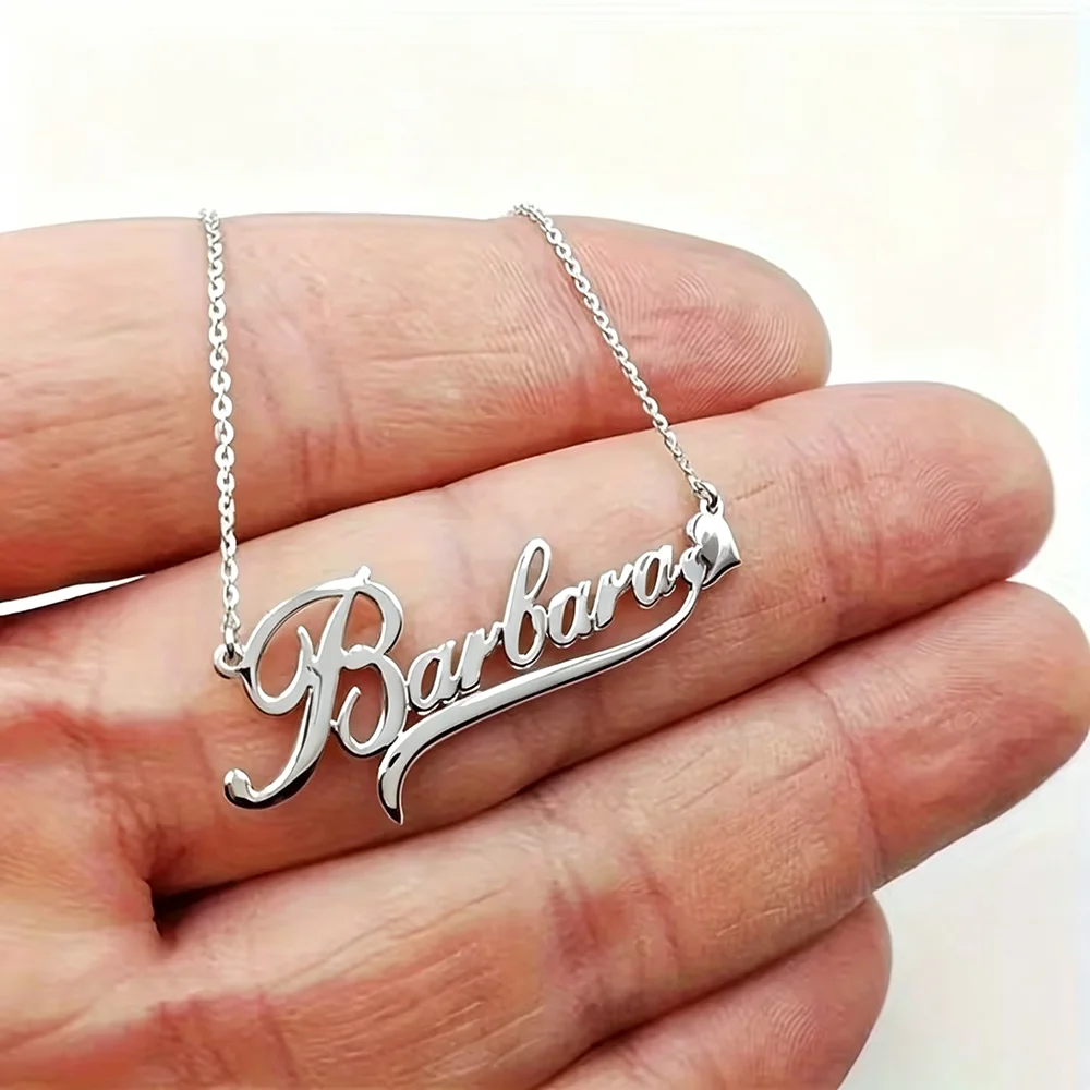 Dainty Custom Name With Ribbon Heart Necklace For Women Stainless Steel Personalization Birthday Jewelry Christmas Gift