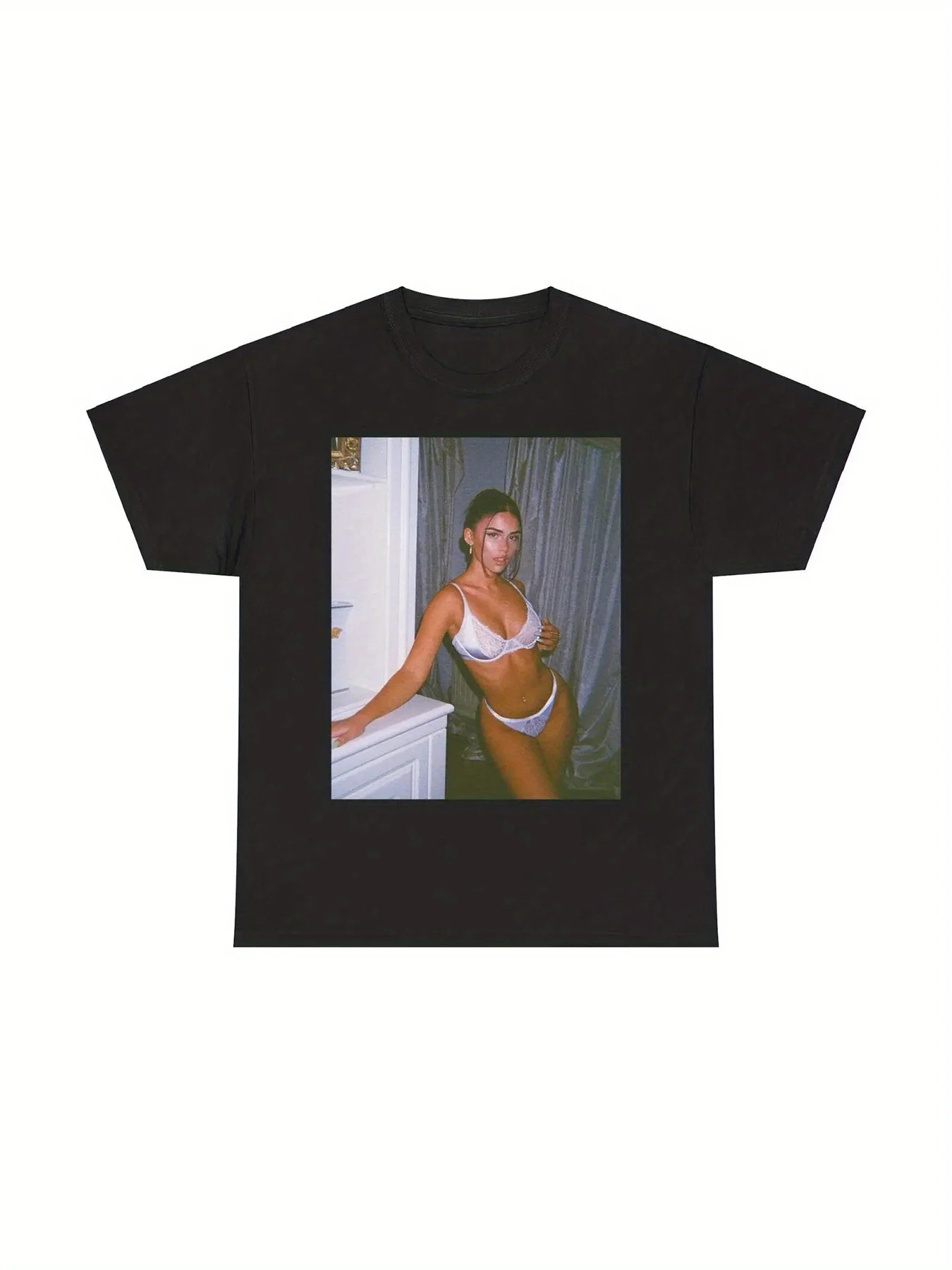 

Model Design T-shirt Heavyweight Beauty Trend Loose Cotton Small Crowd Like Printed Short Sleeve T-shirt High Street Trend