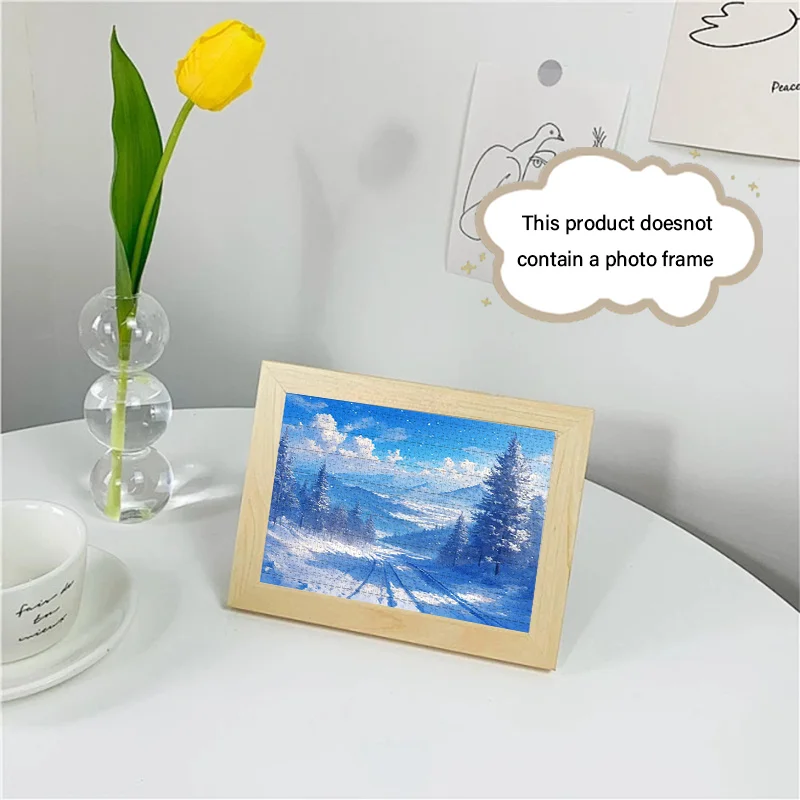 静かで新鮮な冬の雪景色をデザインした大人向けミニジグソーパズルの箱 - 傷つきにくい、高難易度