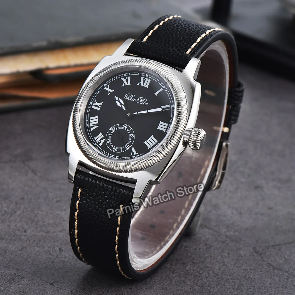 38 มม.สีเงินสแตนเลสสตีล 5ATM กันน้ํานาฬิกาผู้ชาย