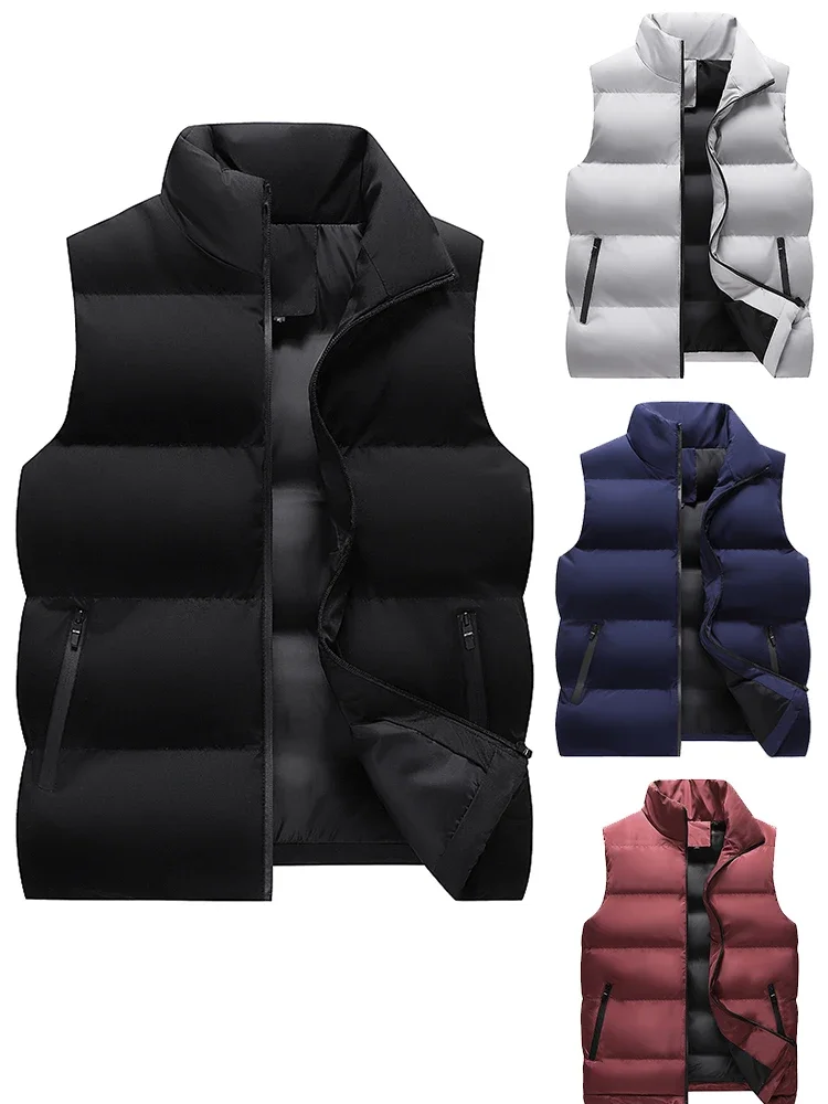 Winter Comfortable Men Stand Up Collar Windproof Waterproof Stylish Down Jacket Lightweight Solid Color Hiking Jacket