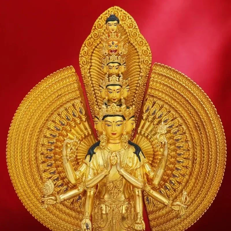 Tibetan Copper Statue of Guanyin Bodhisattva with a Thousand Hands and a Thousand Eyes17.5 cm, Nepal craftsmanship Buddhist Item