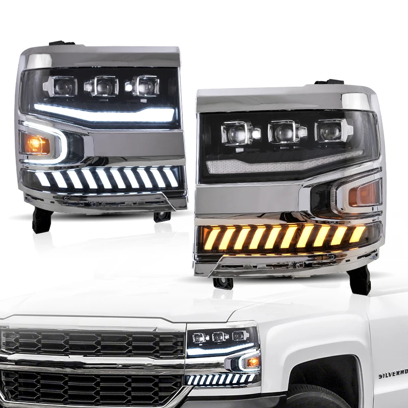 New Full LED Headlights With Sequential & Welcome Breathing DRL Head Light 2016-UP Front lamp For CHEVROLET SILVERADO 1500