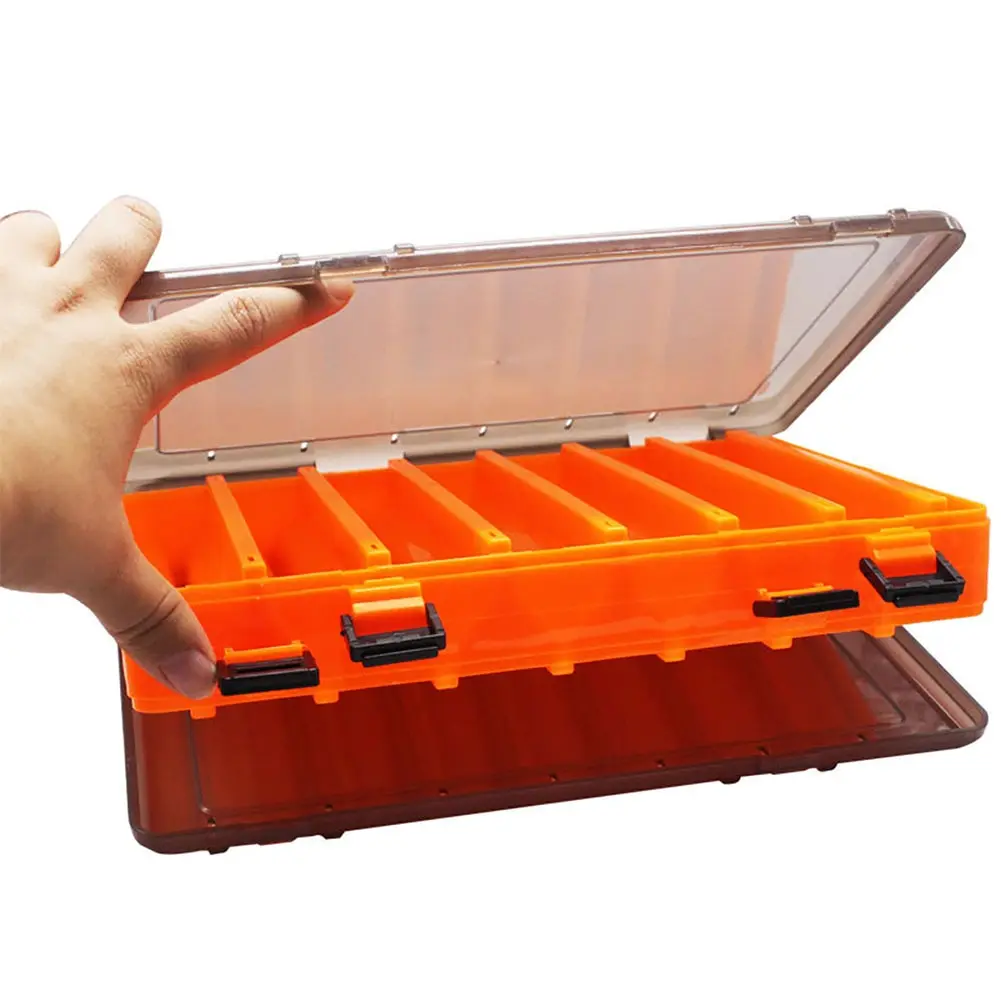 10 Cells / 14 Cells Fishing Lure Box Transparent Double Sided Fishing Tackle Box Plastic Tackle Storage Tray Fishing Tackle Case