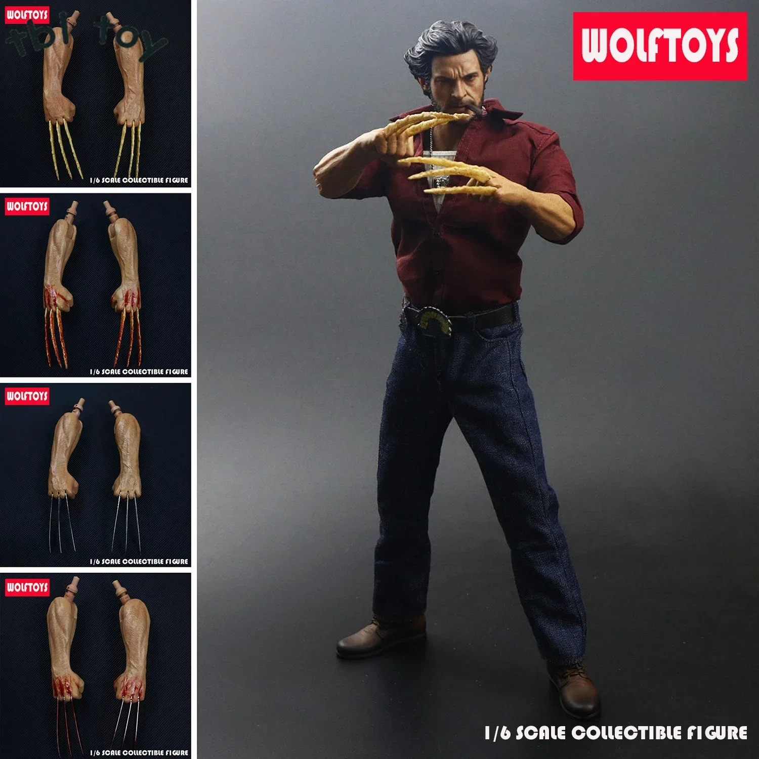 Variente de hombre lobo a escala 1/6, tío, Lobo, brazo, puño, garra, tipo de mano para Worldbox AT012 AT017, figuras corporales, juguete de modelo de acción