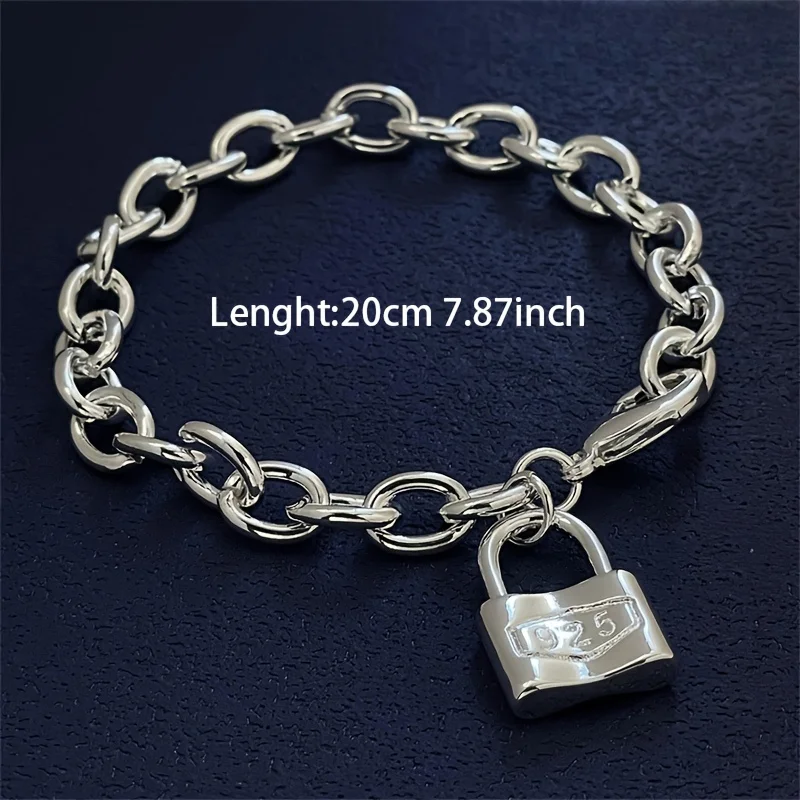 Charms Lock 925 Sterling Silver Chain Bracelets for Women Men Luxury Lover Wedding Party Holiday Gift Jewelry