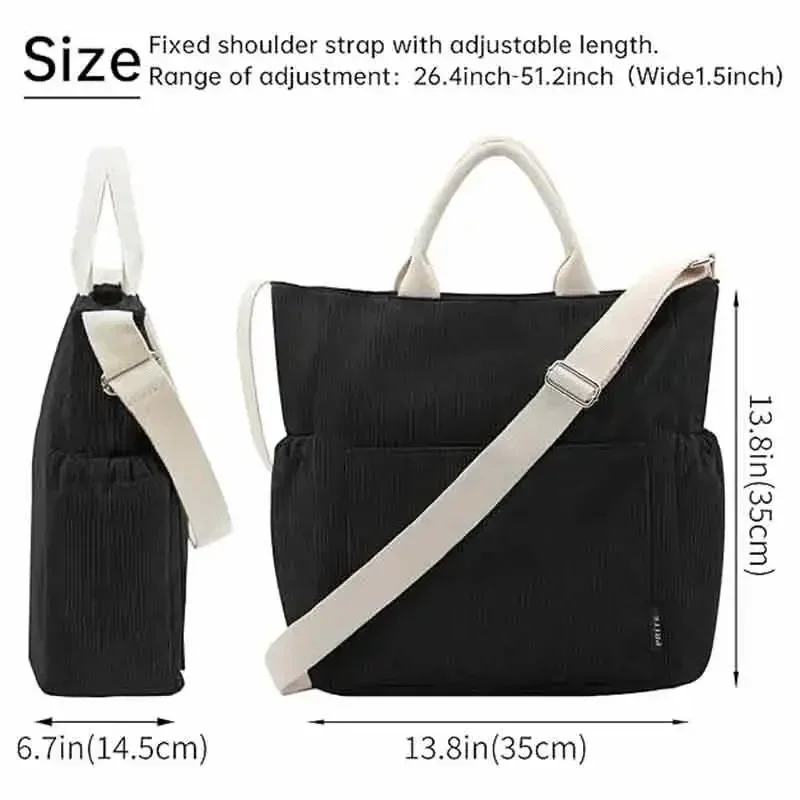 THW2-Sac à main polyvalent en toile pour femme, sac sous les bras, grande capacité, travail commpiedmont, classe étudiante