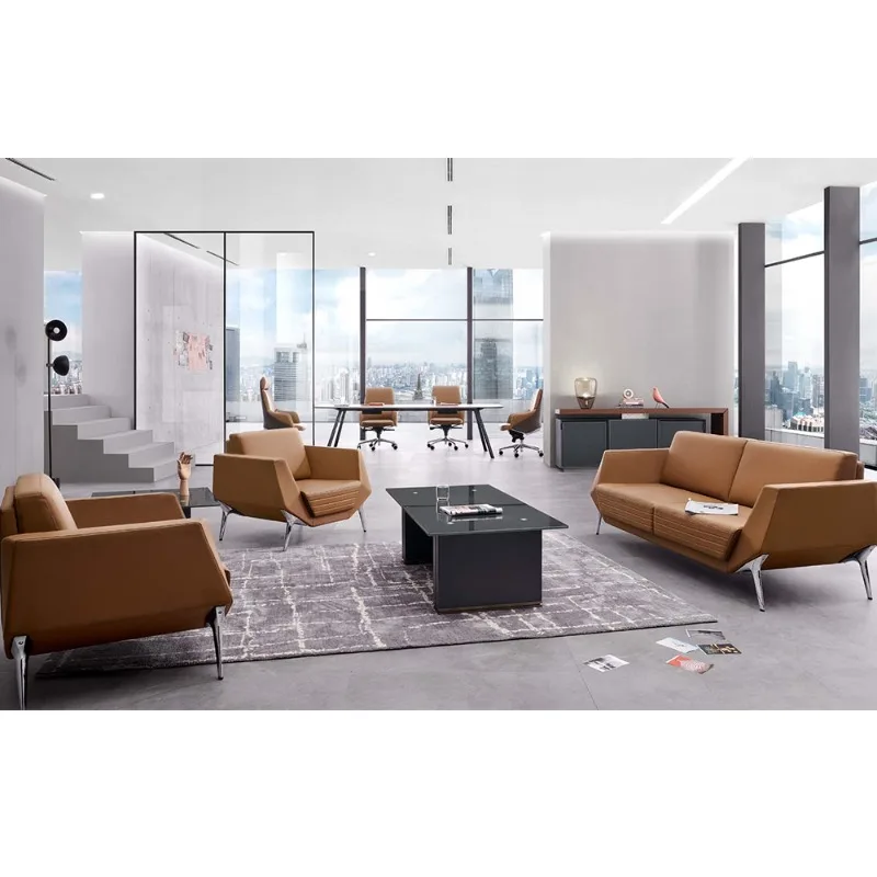 Commercial Executive Meeting Room Modern Style Luxury Leather High Quality Office Furniture Modern Office Sofa Set