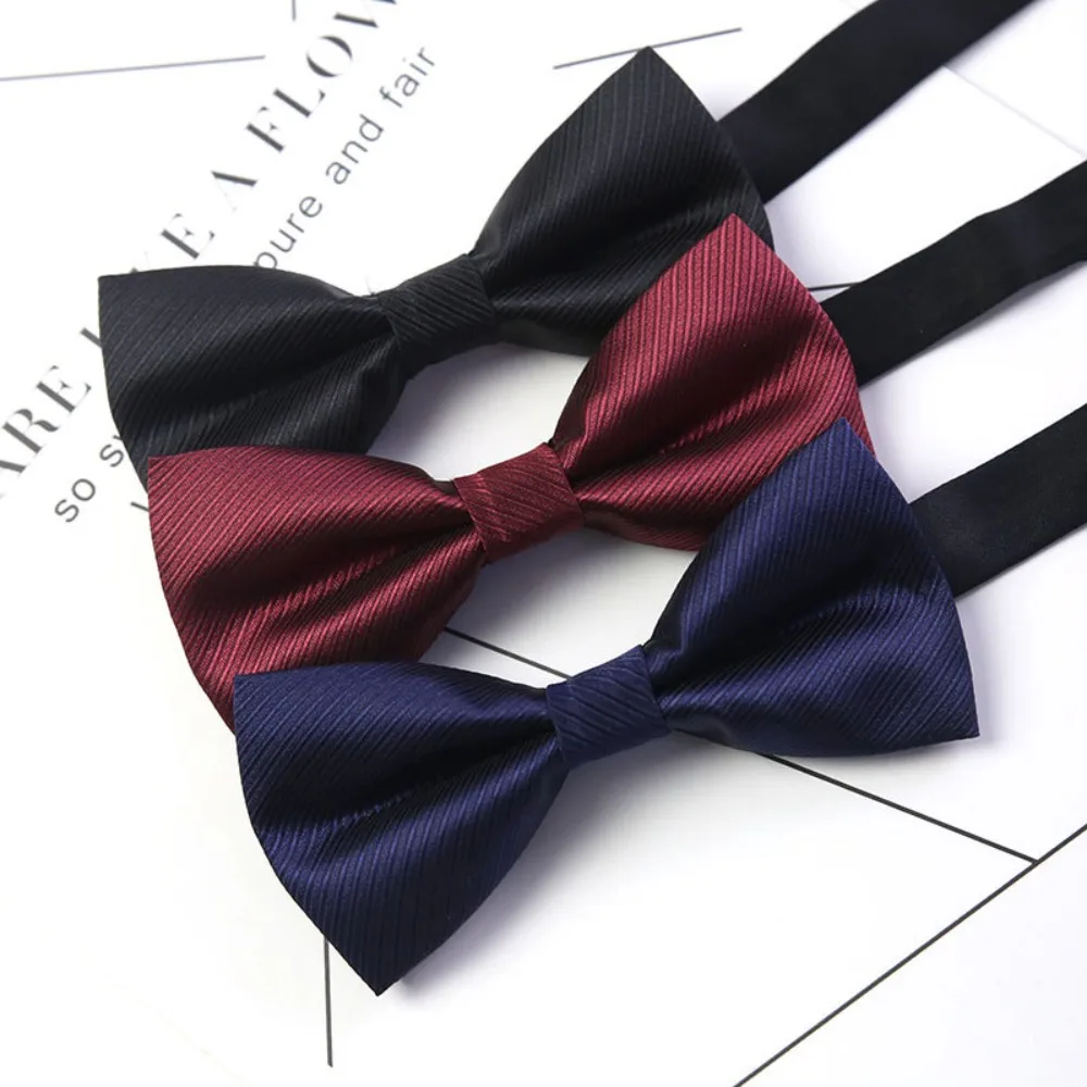 

Men Plaid Bowtie Party Wedding Dress Bow Tie for Boys Girls Solid Color Polyester Bowknot Black Bowtie Gifts for Men Accessories