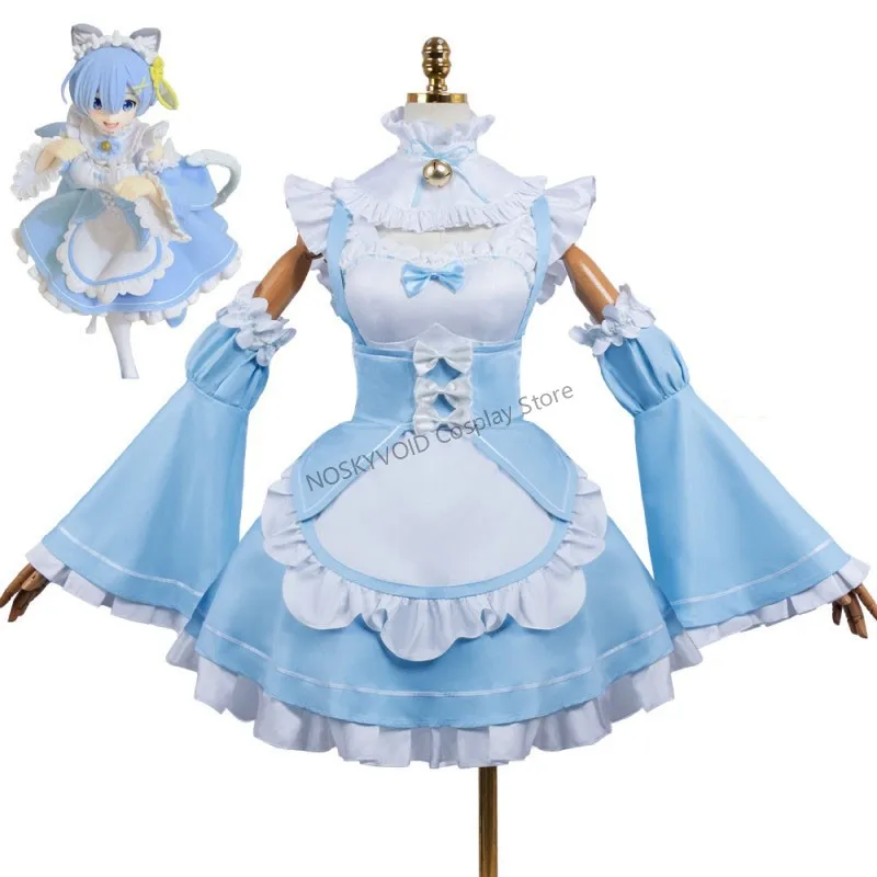 

Re0 Rem Косплей Костюм Re: Life a Different World From Zero Remu Платье горничной Comic-con Косплейер Униформа горничной Костюмы на Хэллоуин