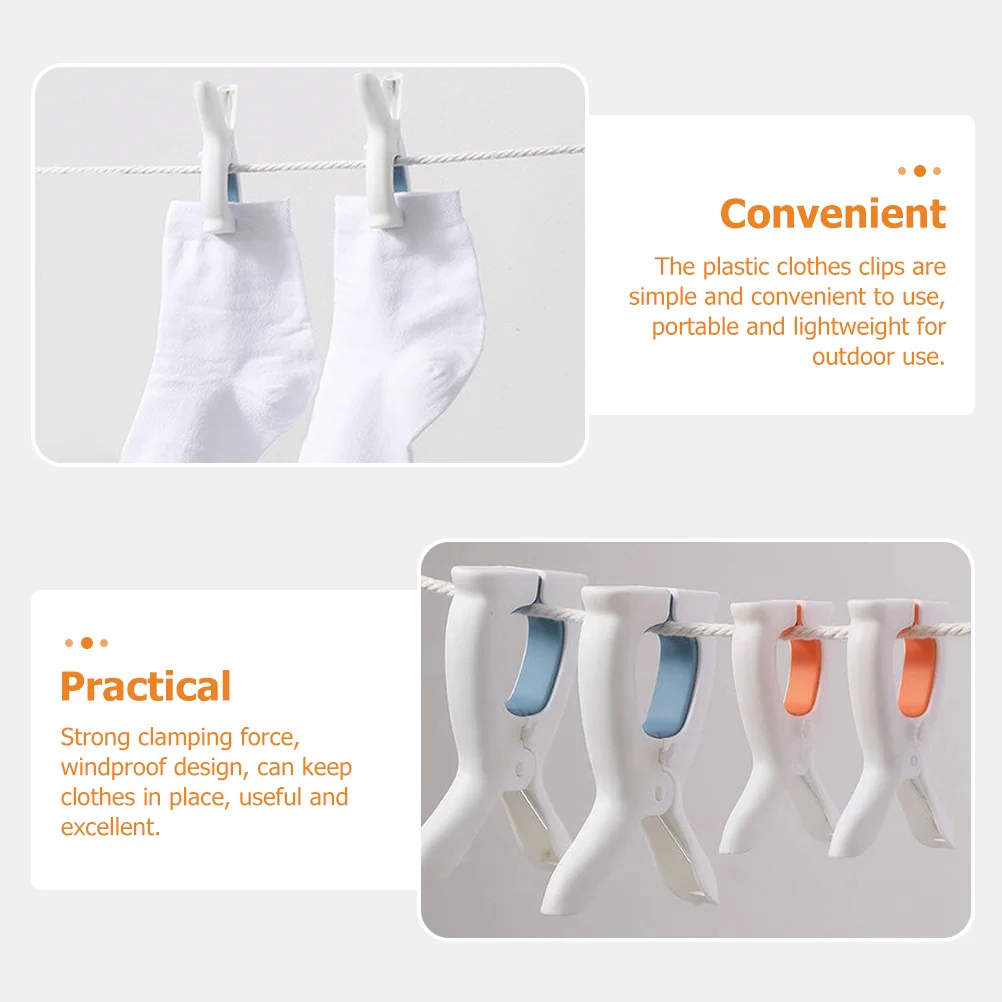 

4Pcs Premium Plastic Clothespins Windproof Design Strong Clamping Force for Laundry Towels Socks Skirts Portable Lightweight