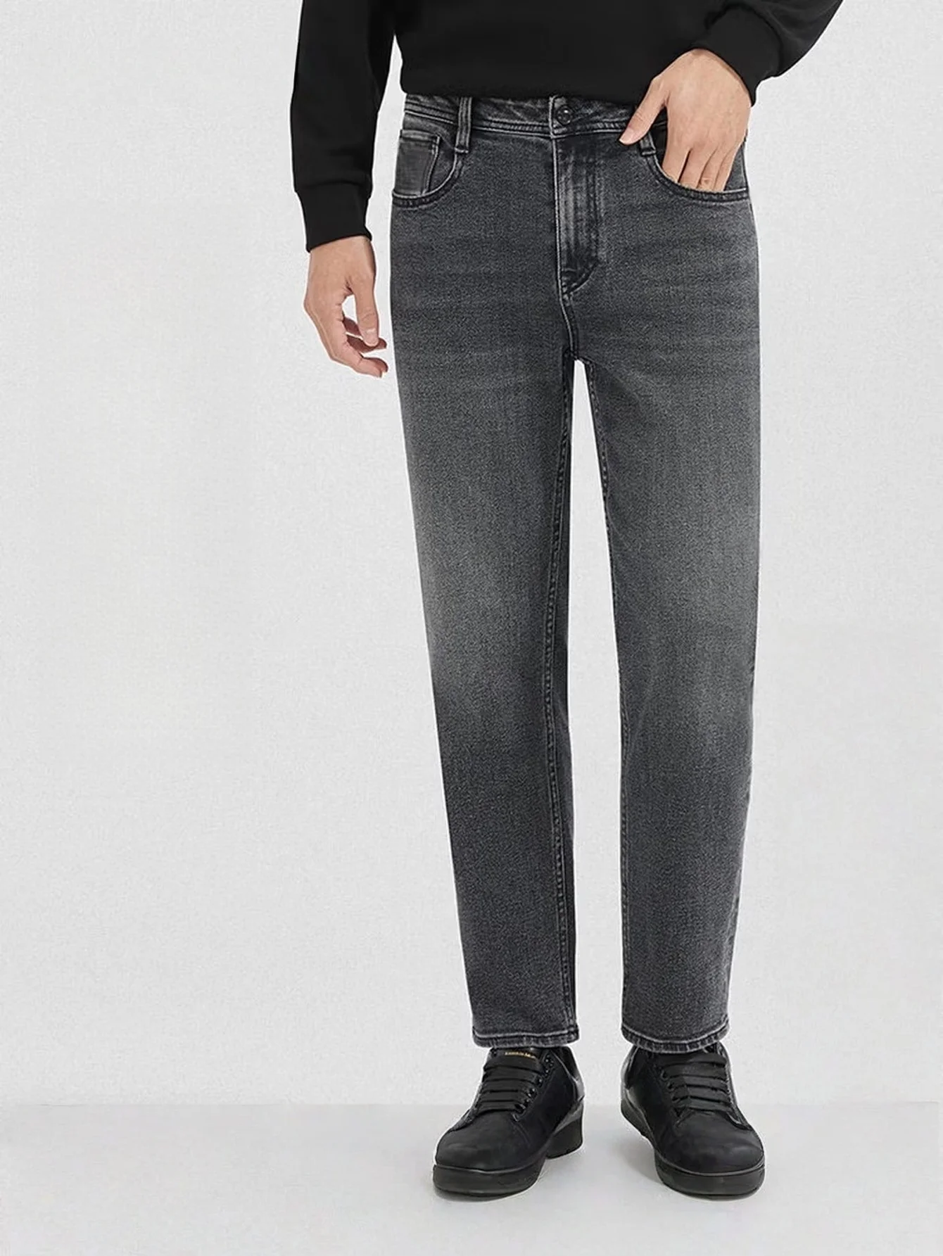 Gray Tight Slim Jeans For Man Drip Y2k Original Unisex Fashion Denim Pants No accessories or belts included