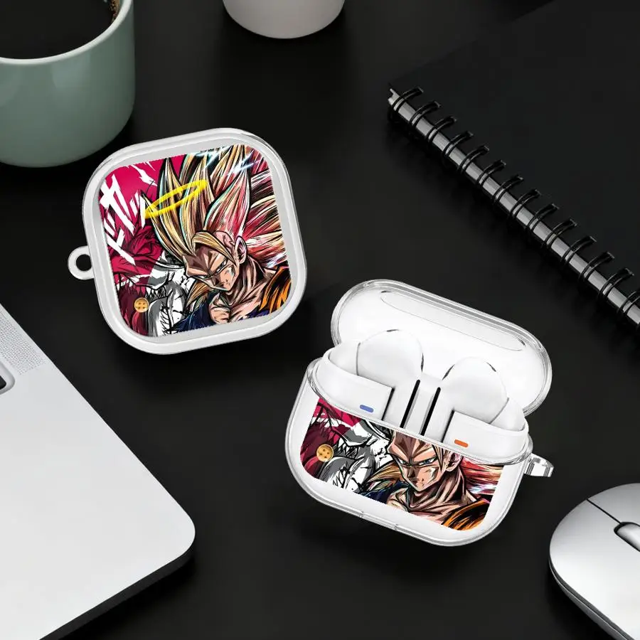 

Fashion Saiyan Go-Kus Case For Samsung Galaxy Buds 4Pro Live 4 Pro 2 3Pro 3 FE 2Pro Clear Earphone Cases Cover With Hook