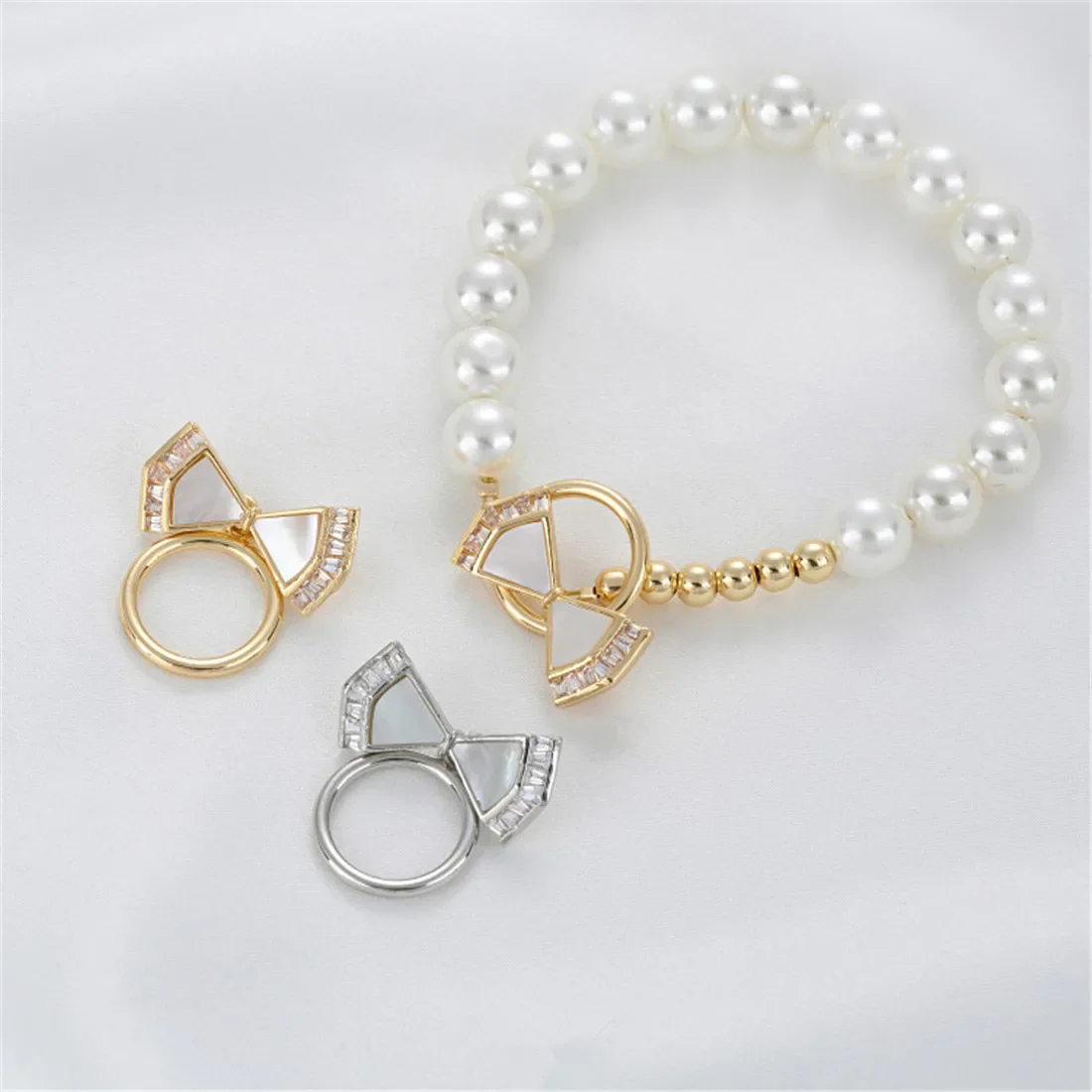 

Set with 14K White Butterfly Shell Gold Bow Tie OT Buckle DIY Bracelet Necklace Connecting Buckle Closing Buckle Accessories