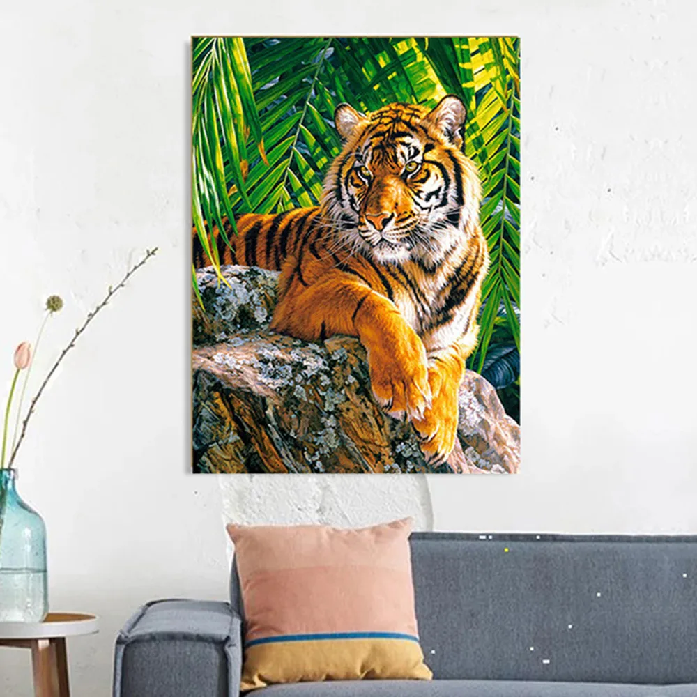 Tiger Diamond Painting Animal 5D DIY Diamond Embroidery Full Drill Mosaic Picture of Rhinestones Crystal Painting Home Decor