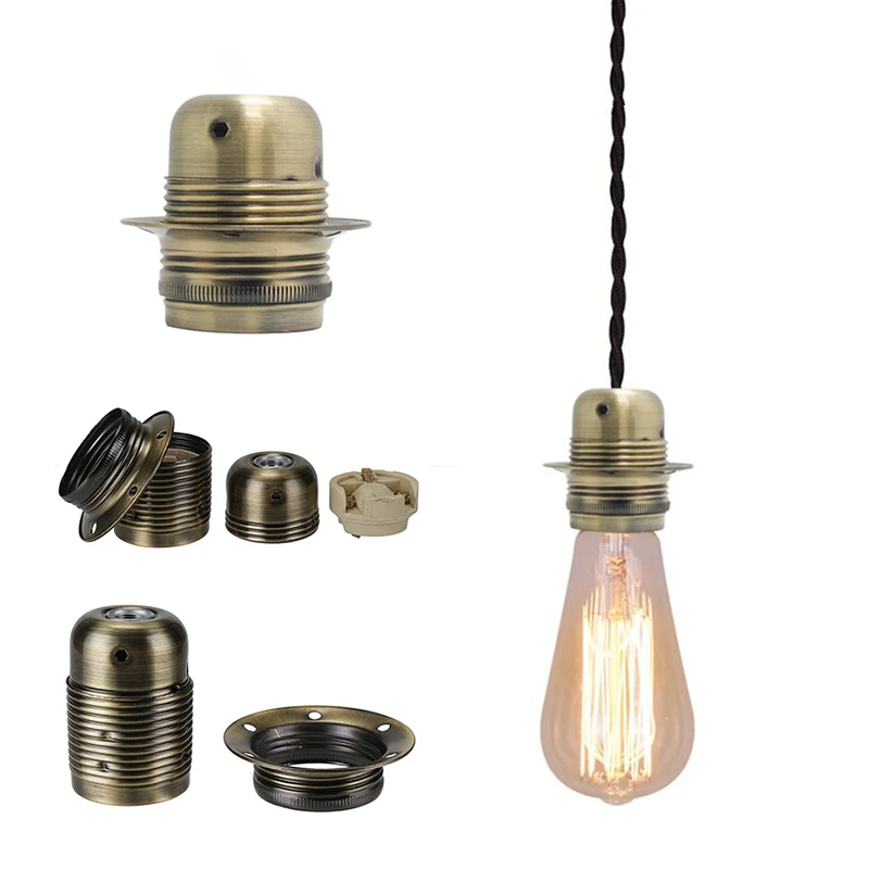 DIY Vintage E27 LED Lamp Holder Industrial Pendant Light Bulb Base With Ring Retro Screw Socket Fitting Adapter Lamp Socket