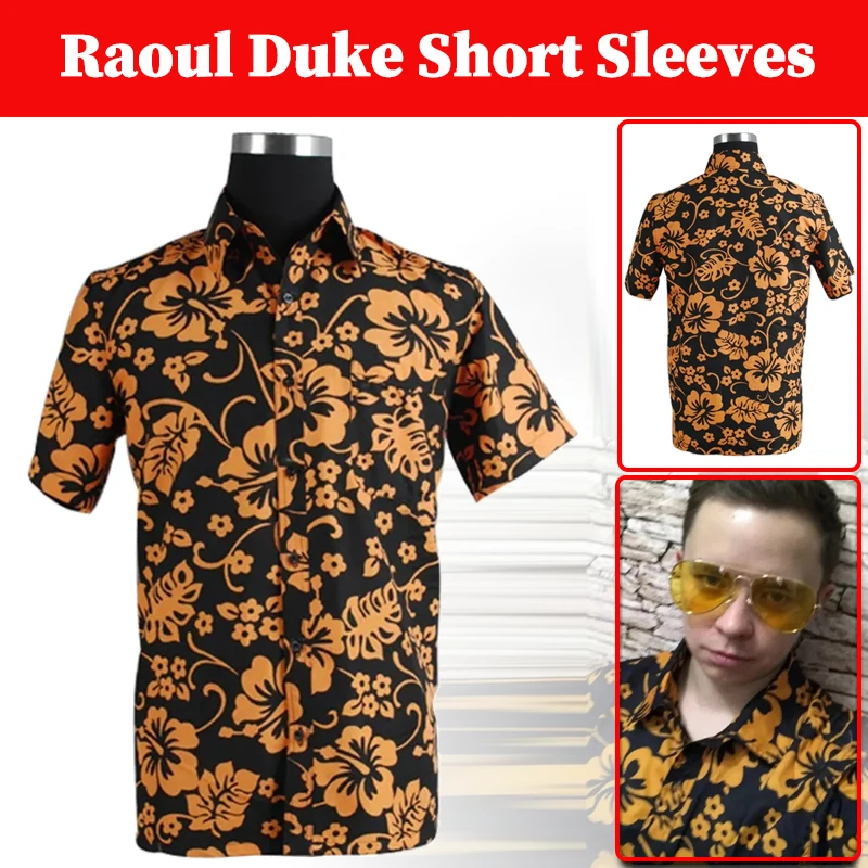 Fear And Loathing In Las Vegas Raoul Cosplay Duke Printed Shorts Sleeve Shirts Men Disguise Summer T-shirt Outfit Halloween Tops