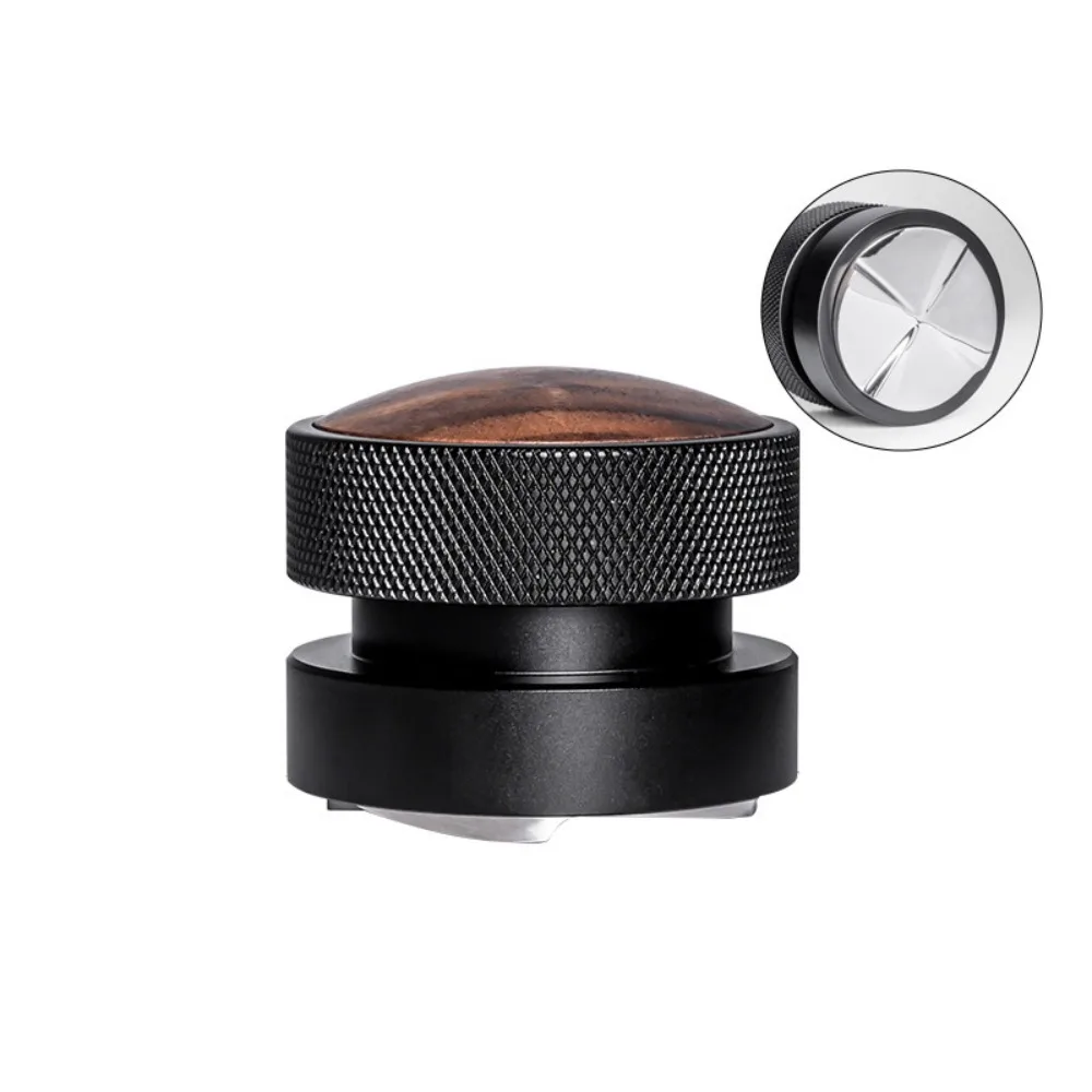 51/53/58.35 MM Self-leveling Coffee Tamper Adjustable Depth with Scale Gravity Coffee Powder Distributor Wood Cap
