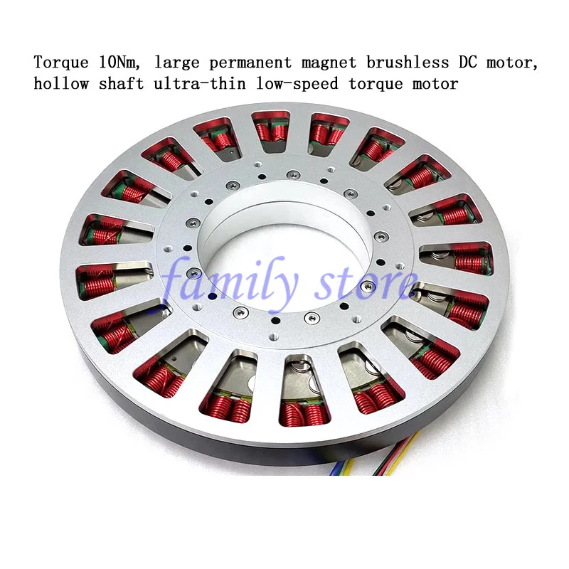 

10 нм 300 об/мин полый вал типа диска плоский низкоскоростной мотор крутящего момента, большой постоянный магнит бесщеточный двигатель постоянного тока