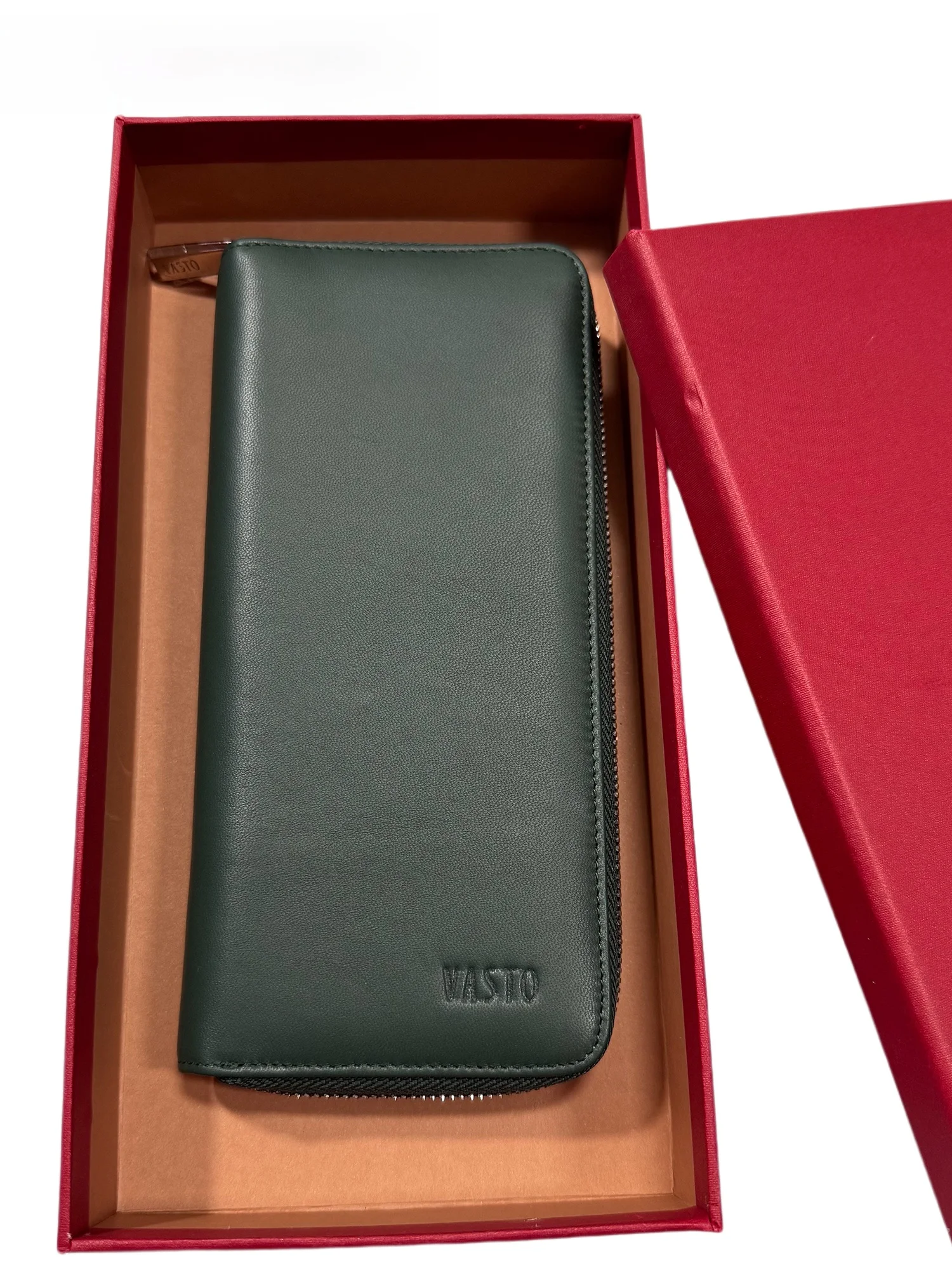 long-zipper-leather-wallet-top-layer-cowhide-sheepskin-handbag-business-gift-box-set-men's-wallet-business-style-vertical-shape