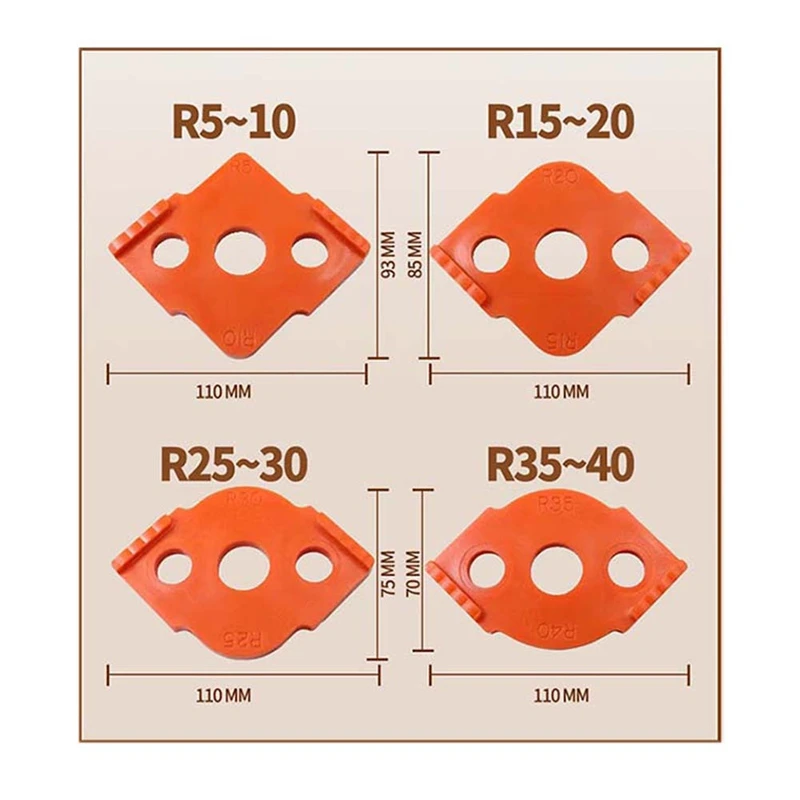 4PCS Half Fillet Positioner Rounded Corners Radius Jig Router Bit Template Tool Forwoodworking Locator Corner Template