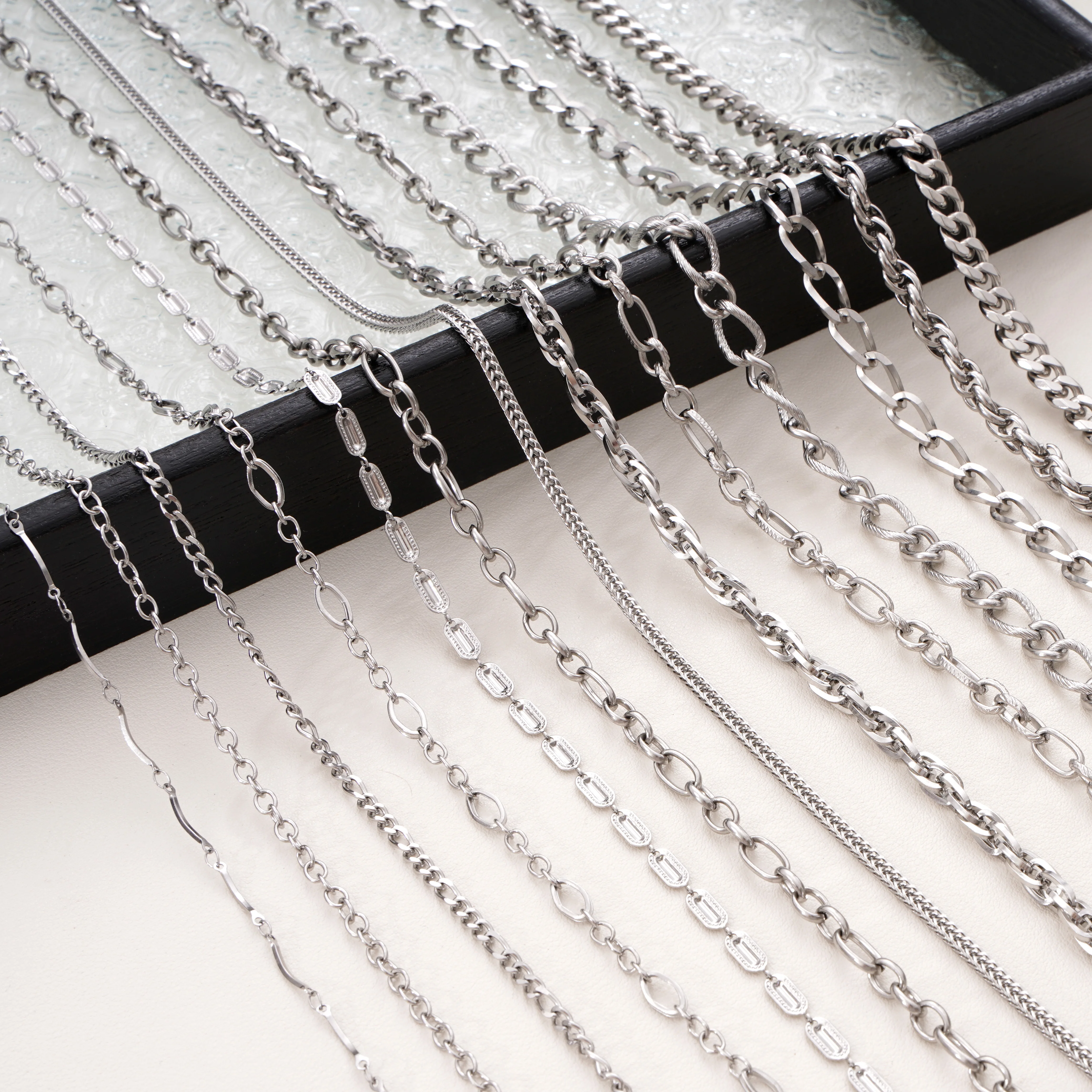 

05/1m Stainless Steel Trend Various Chain For Making Necklace Bracelet Earring Tassels Design Supplies DIY Accessorie Wholesale