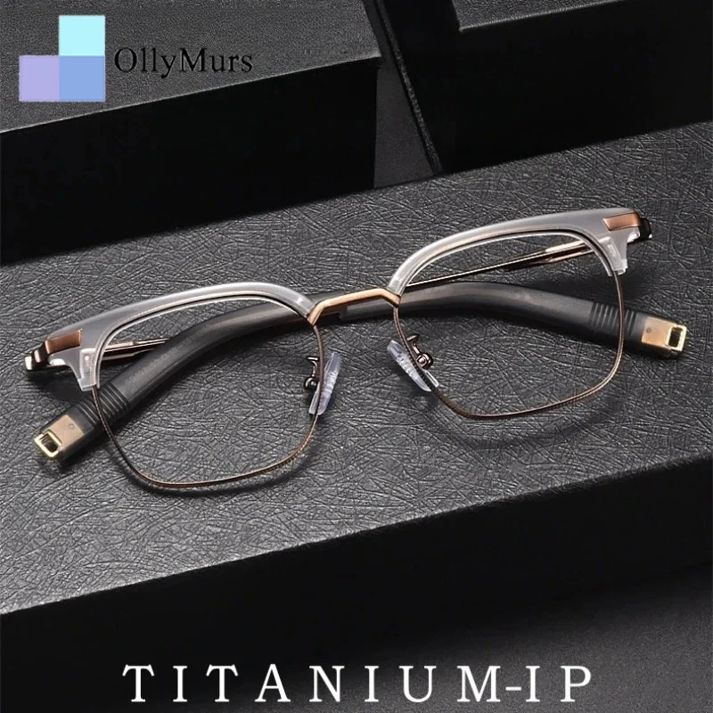 

OLLYMURS Brand Combination Acetate Prescription Eyeglasses Retro Square Luxury Titanium Optical Prescription Eyewear Frame Men