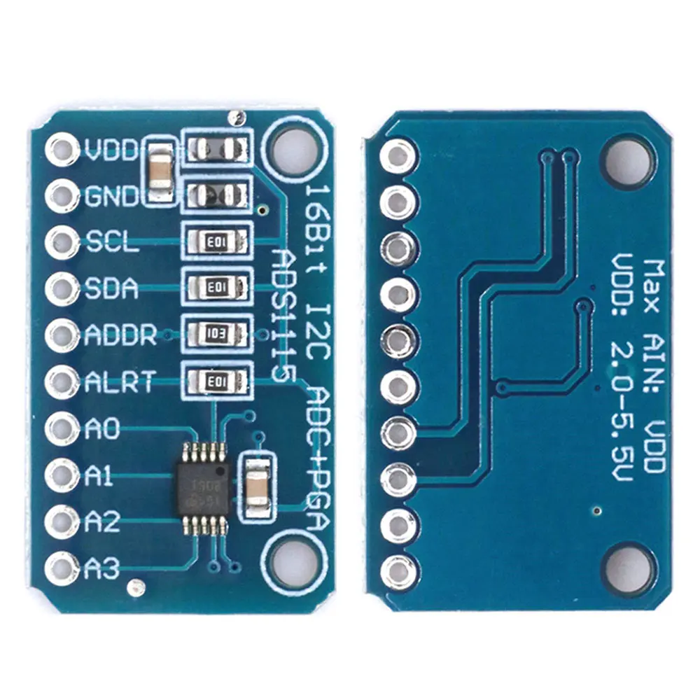 I2C ADS1115 4-Channel ADC Development Board, 16-Bit High Resolution with Programmable Gain