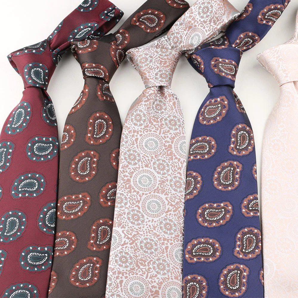 ربطة عنق كلاسيكية للرجال والنساء ملونة 8 سم من البوليستر بيزلي لحفلات الزفاف الرسمية وإكسسوارات ربطة العنق هدية