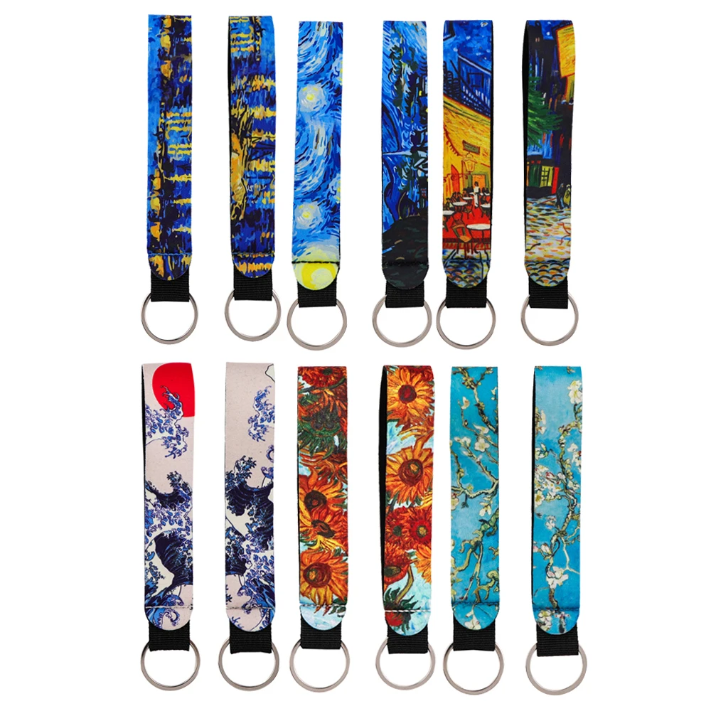 

Van Gogh Oil Paintings Wrist Straps Key Chain for Cars Women Men Hanging Wrist Straps Key Tag Key Fobs Holder Pendant Key Rings