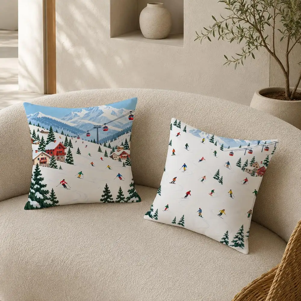 SkiVillage Cushion Cover Soft Short Plush Pillow Cases Hidden Zipper Cutecore Sofa Bedroom Home Decor Gift 3