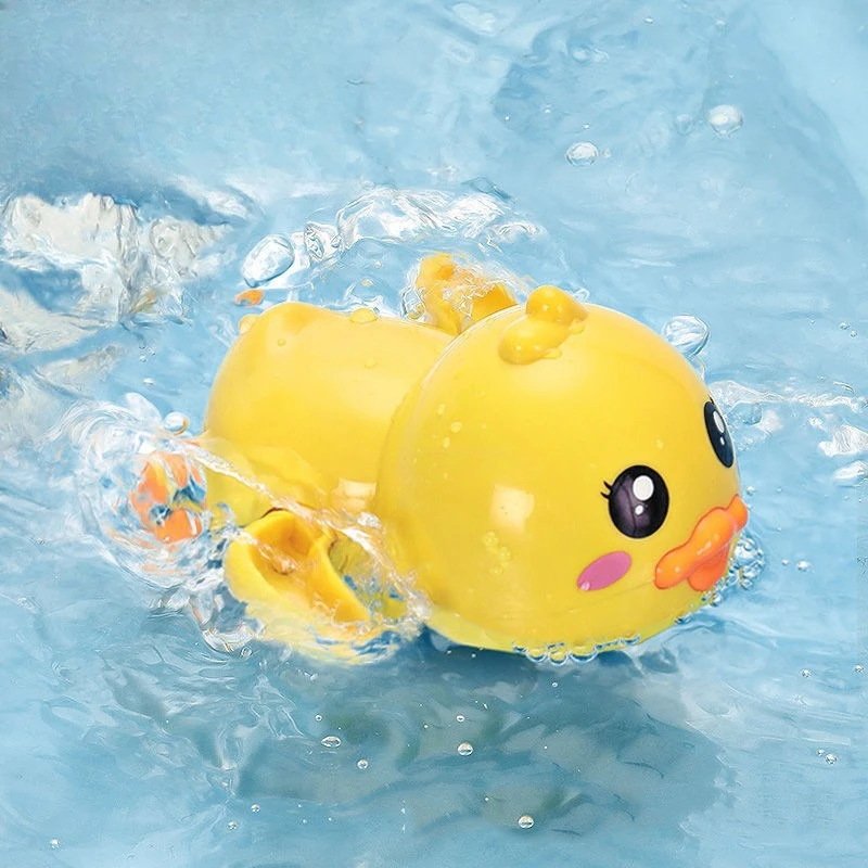 Juguetes de baño para niños jugando en el agua, pequeños patos amarillos, nadando, bebés, niños jugando en el agua, patos pequeños lindos