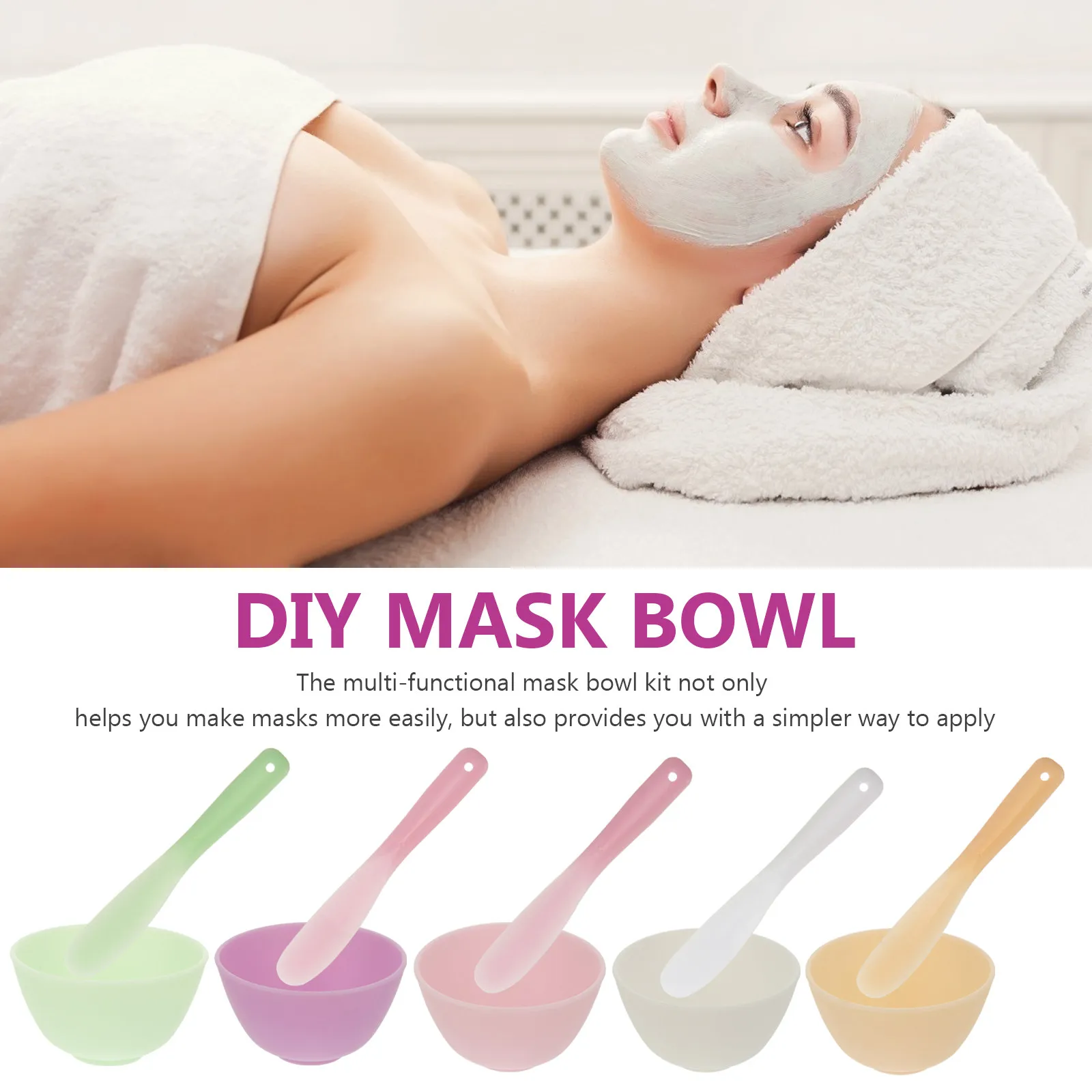 5Pcs Silicone Mask Bowls Mini Mixing Bowl Set for DIY Facial Care with Stirring Rods Easy Clean Beauty Tools Kit