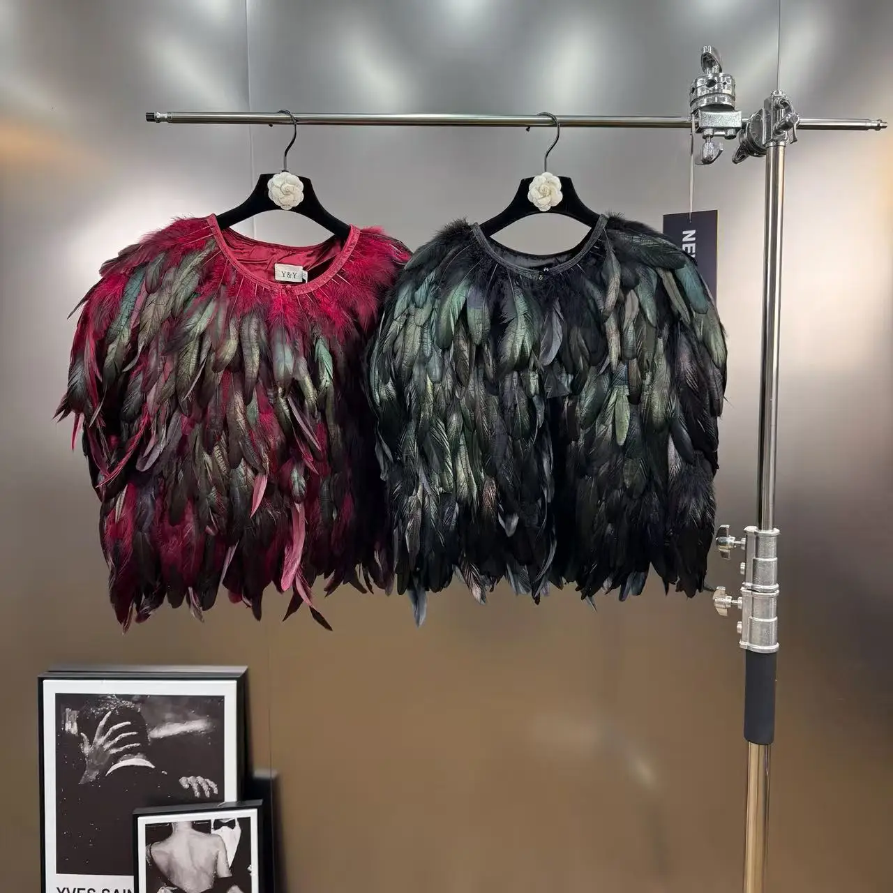 

2025 Winter New Heavy Feather Design Unique Chic High-end Fur Shawl Vest, Party Coat, Performance Costume, Show Outfit