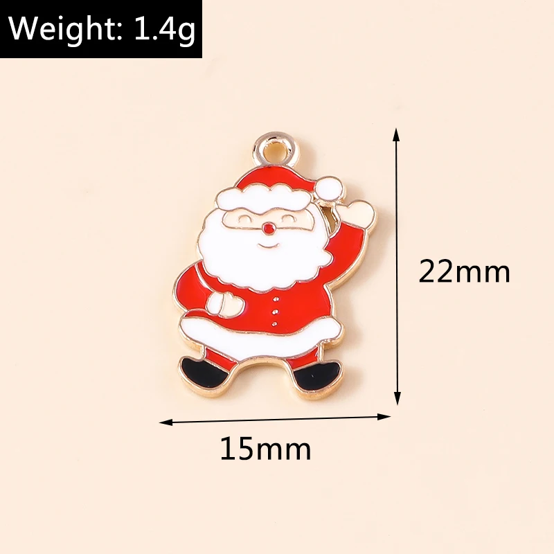 20 Stück 15x22mm Cartoon Emaille Weihnachtsmann-Anhänger für Schmuckherstellung, Ohrhänger, Halsketten, DIY-Bastelbedarf – Detail 1