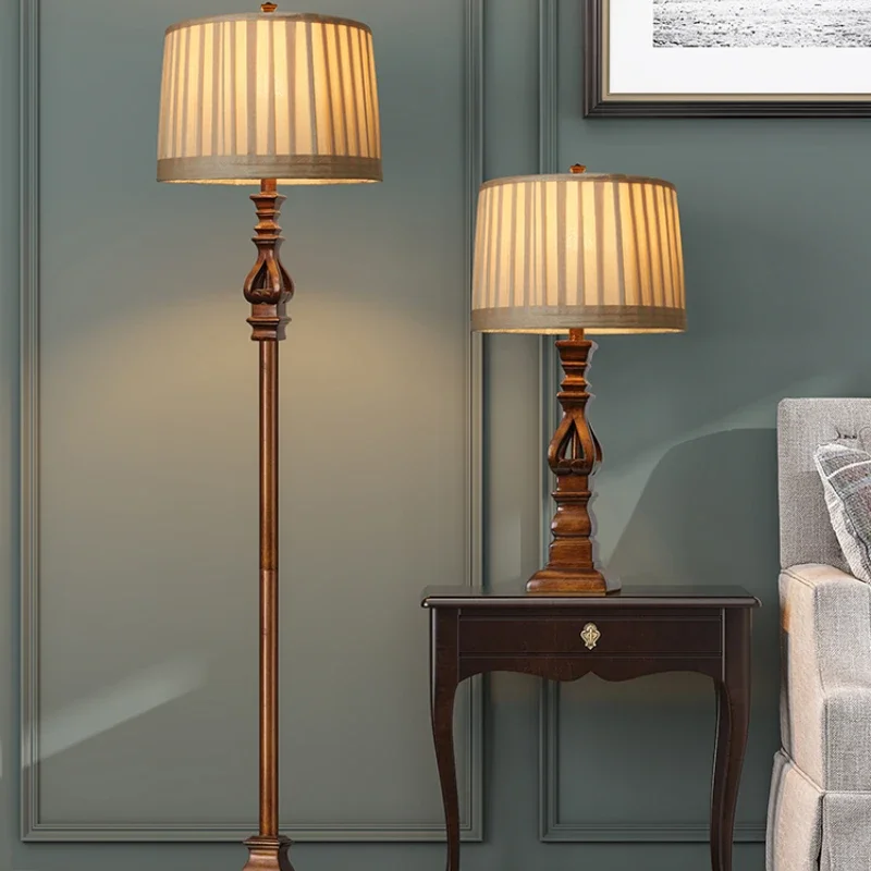 American Vintage Retro Floor Lamp with Remote Control Resin Iron Art Decorative Corner Standing Lamp Bedroom Living Room Study