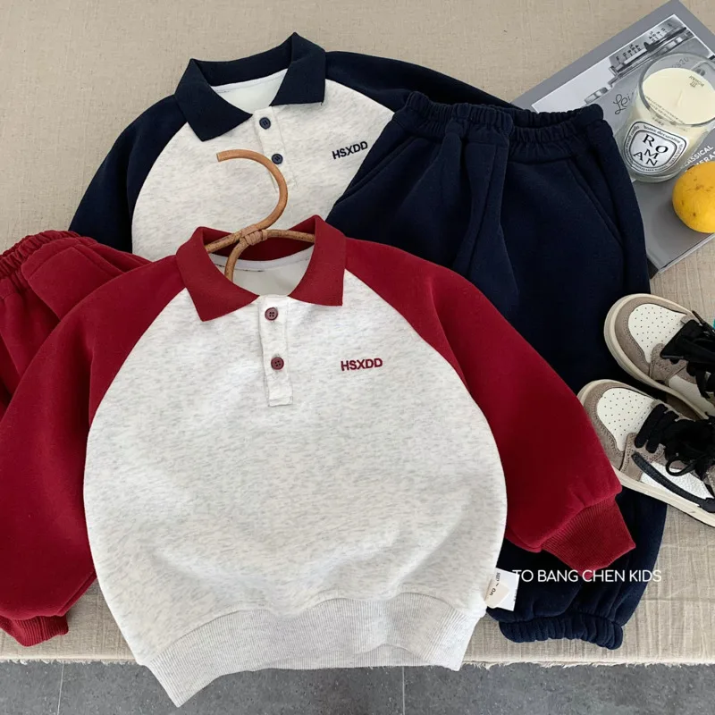2025 Autumn Winter Warm Children Kid Boys Girls Sports Two-Piece Set Sweater Jumper Toddler Pullover 3-10 Years Unisex Outfit