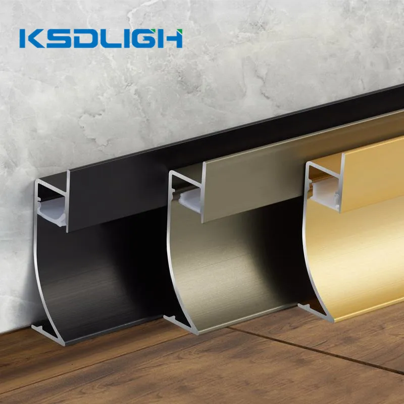 40mm/65mm Recessed Skirting Line Aluminium LED Profile Corner Bar Light With Silicone Cover Home Stair Wall Decor Skirting Board