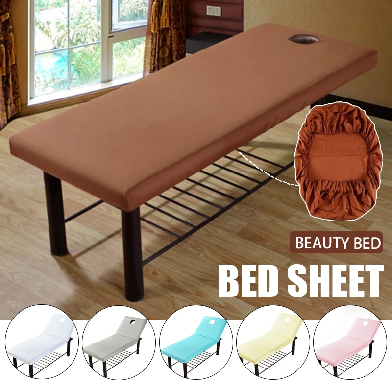 Bed Sheet Beauty Massage Bed Fitted Sheets Cover Polyester Elastic Rubber Band Massage Spa Treatment Cover With Breath Hole