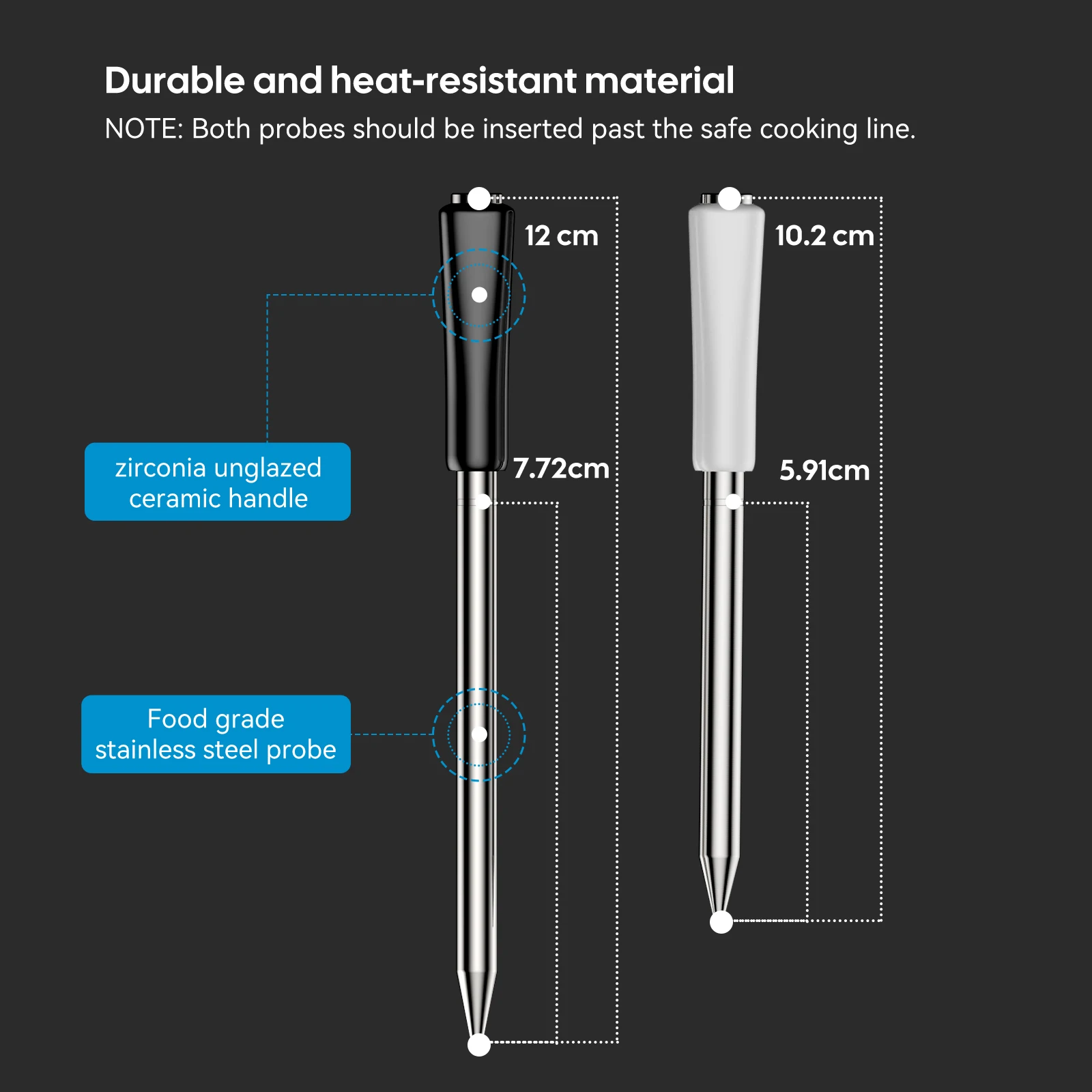 Tempwise New Smart Oven Thermometer with Long and Short Probes Wireless Bluetooth Dual Mode BBQ Digital Thermometer for Cooking