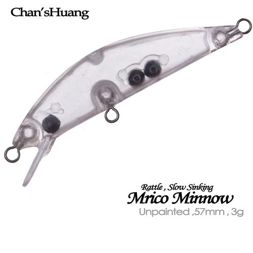Imagen 1 del producto Chan'sHuang 30 Uds Señuelos de pesca sin pintar 57mm 3g hundimiento lento Mirco Minnow DIY cebo de pesca en blanco hecho a mano