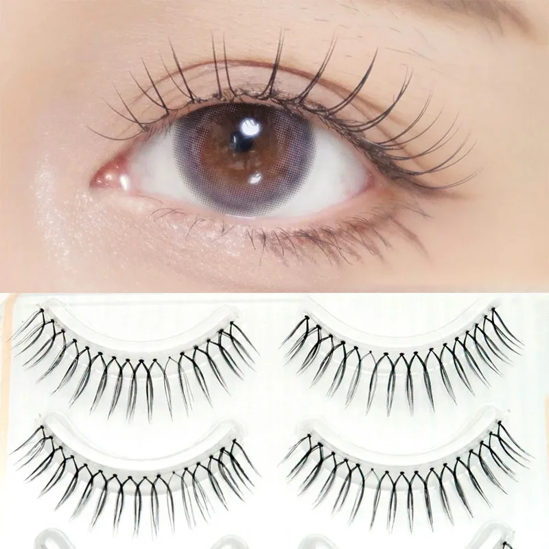 

5 Pairs Korean U-shaped Air False Eyelashes Natural Slender Hand Clear Band Stage Performance Eyelash Extension Makeup Tools