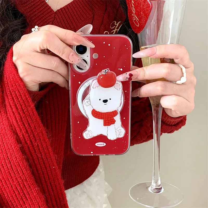 Fashion Splash-ink Magnetic Phone Case For iPhone 16 Pro 15 14 13 Pro Max Cover with Cute Magsafe Holder Silicone Cases 15 Pro