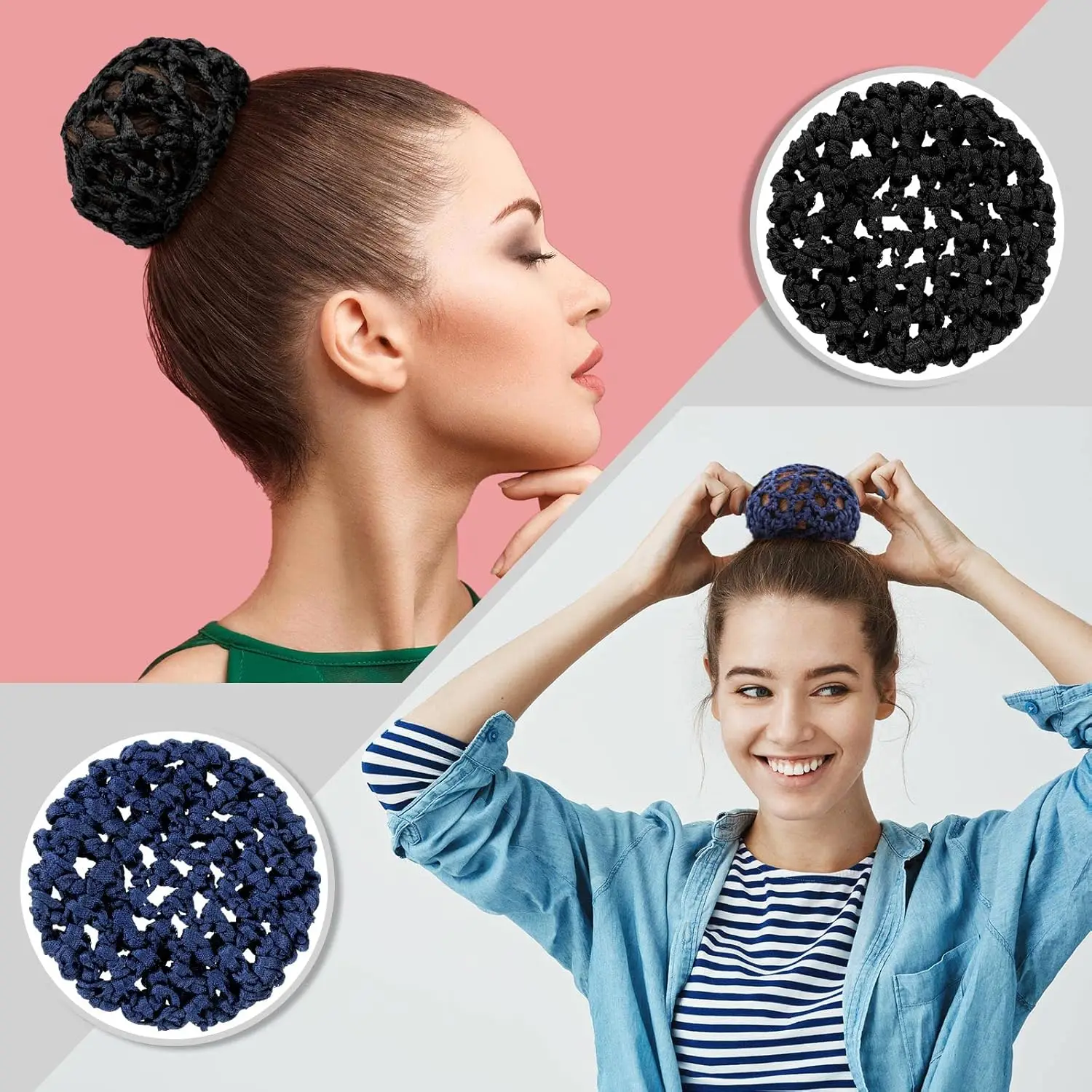 Ballet Hair Net Bun Cover Invisible Elastic Edge Mesh Hair Nets Mesh Hairs Bun Set Dance Accessories