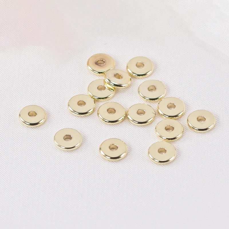 Spacer Bead Flat Round Wheel Disc Loose Accent Copper Jewelry Findings Diy Bracelet Necklace Craft Accessories