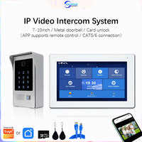 Tuya Smart 7-Inch 10 Video Door Phone Doorbell Intercom Kit Waterproof Outdoor IP/WiFi Network RFID Card Smartphone Unlock