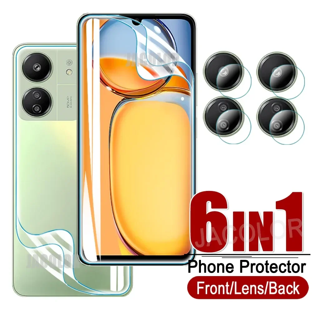 6in1 Safety Hydrogel Film For Xiaomi Redmi 13C 12C 10C Camera Lens Gel Screen Protetor Xiomi Xiaomy For Redmi13C Redmi12C 13 C