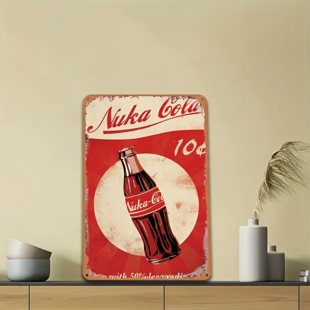 لافتة ألومنيوم نوكا كولا - ديكور شعار كلاسيكي عتيق - مقاومة للغبار والماء لغرف الألعاب والمكاتب والمقاهي