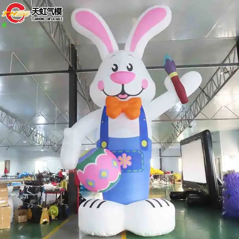 Livraison rapide lapin éclairé modèle gonflable de pâques décorations de cour vacances décoratif gonflable lapin oeufs de pâques ballon