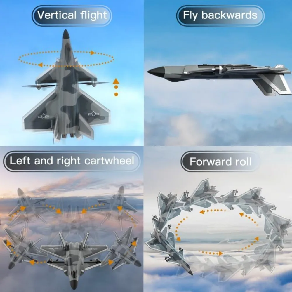 Avião RC intermediário para adultos e jovens com motor sem escova, estabilizador giroscópio e capacidades de voo verticais, controle remoto de 6 canais